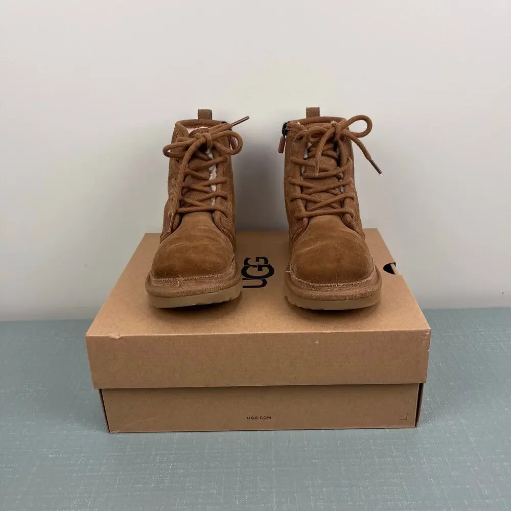 Ugg Kids' Neumel High Suede Sheepskin Chukka Boot Chestnut 13
